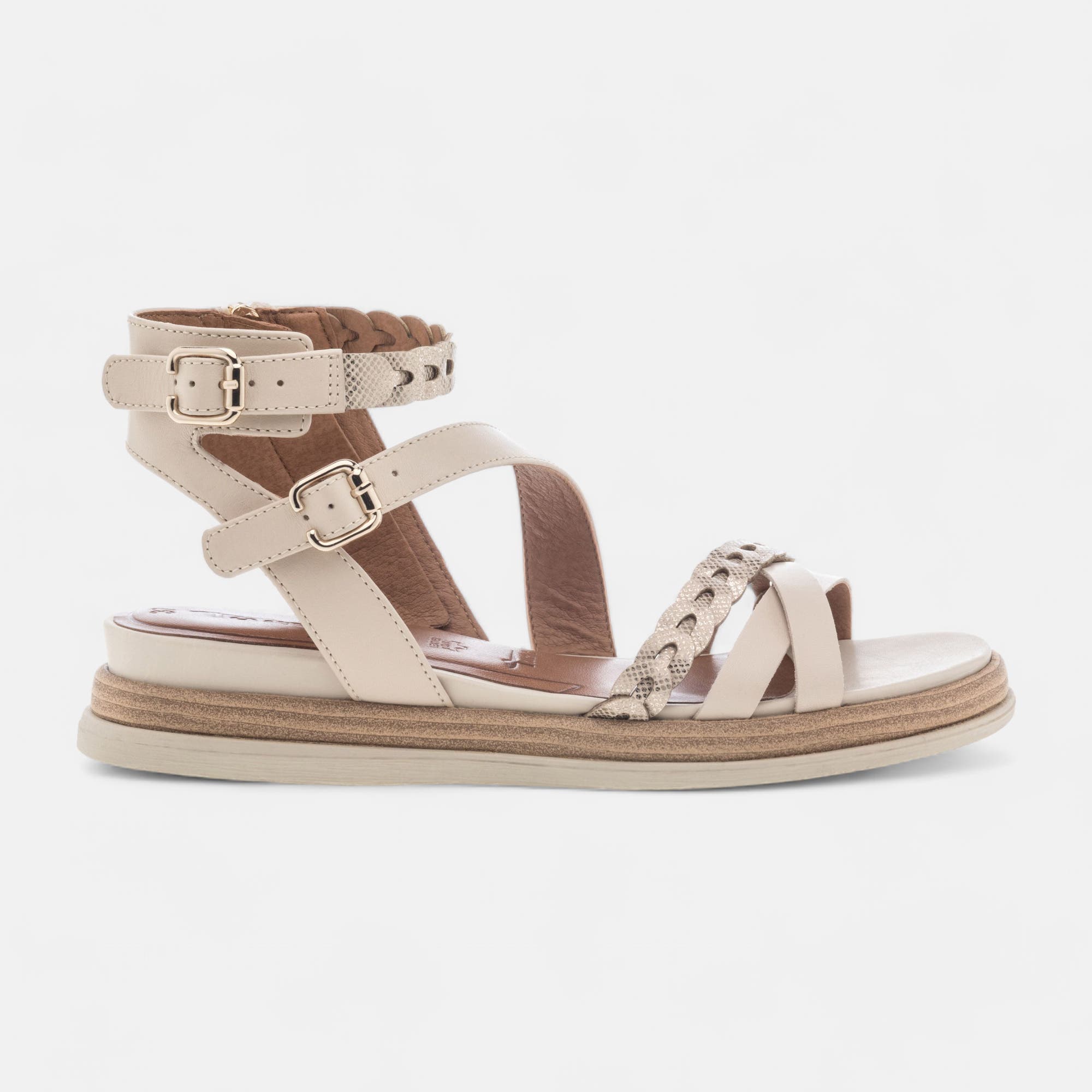 Sandales Femme en cuir beige