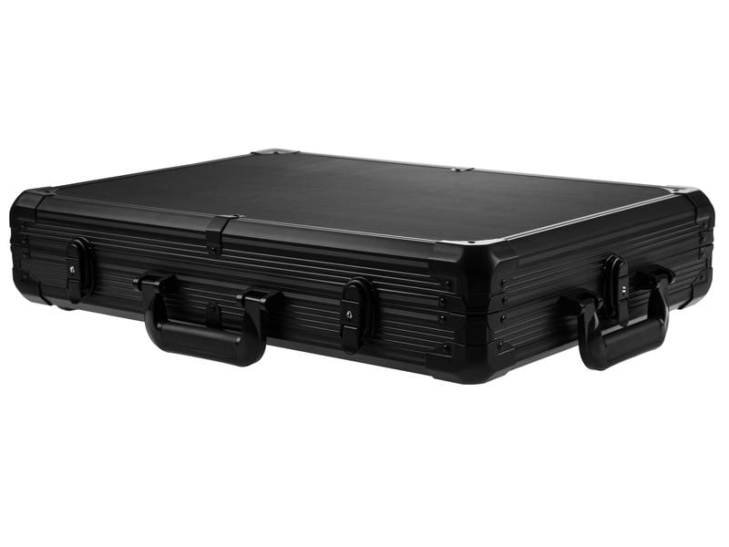 FTM Poker Set PRO 1000 Chips Black Edition Pokerkoffer aus Aluminium mit Tragegriff und Rollen mit Teleskopauszug