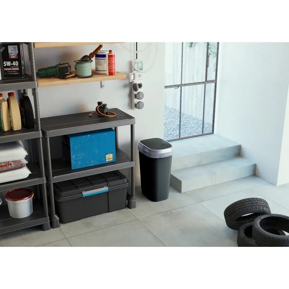 Kis Dual Swing Prullenbak L - 50L - zwart/grijs
