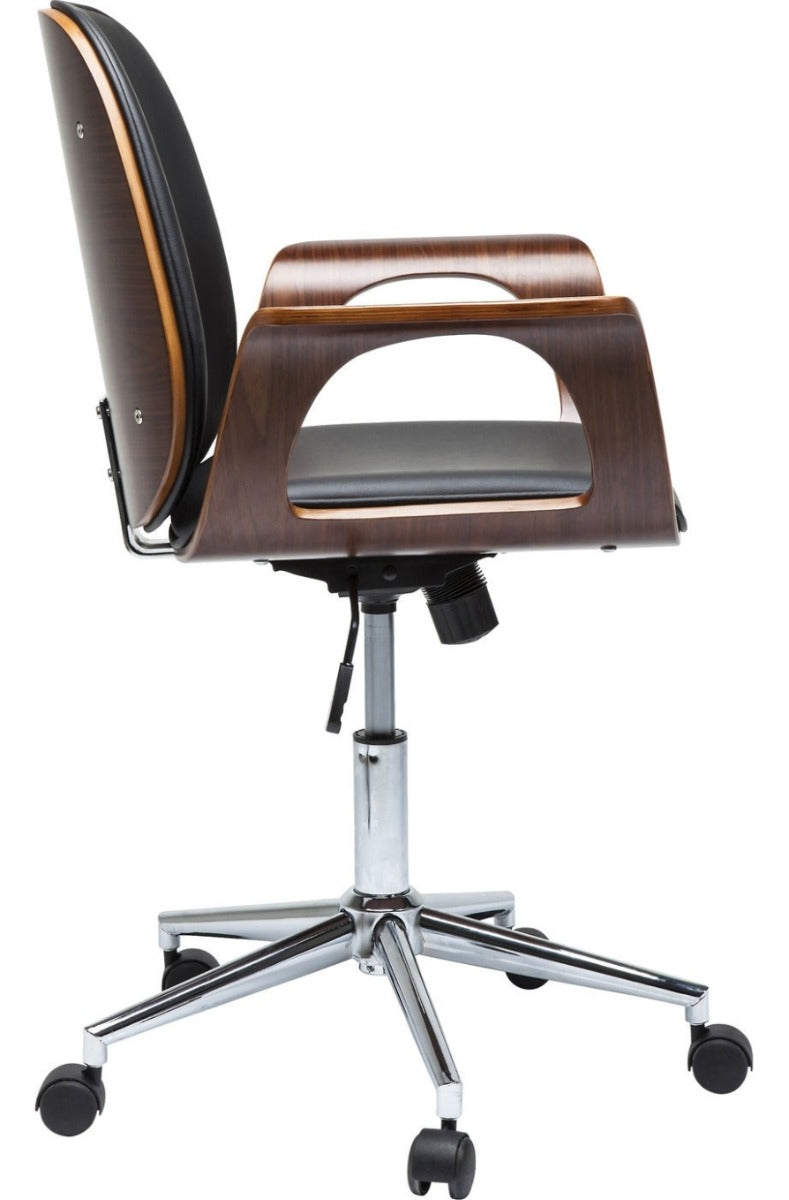 Kare Design Patron Walnut Bureaustoel - Kunstleer Zwart