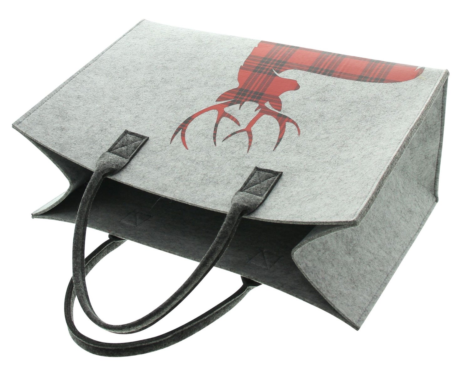 FRANK FLECHTWAREN | Vilttas met hertenruitpatroon, POLYESTER, 45 x 20 x 30 cm