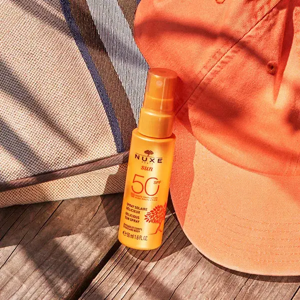 Protetor solar em spray Nuxe Sun Delicious High Protection FPS 50 para rosto e corpo 50ml