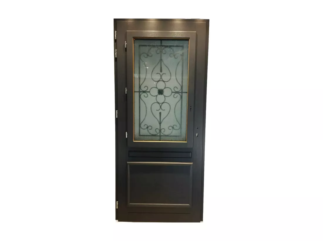 Porte d'entree Bois vitree, Candice RAL 7016, H,215xl,90 p,gauche Cotes Tableau