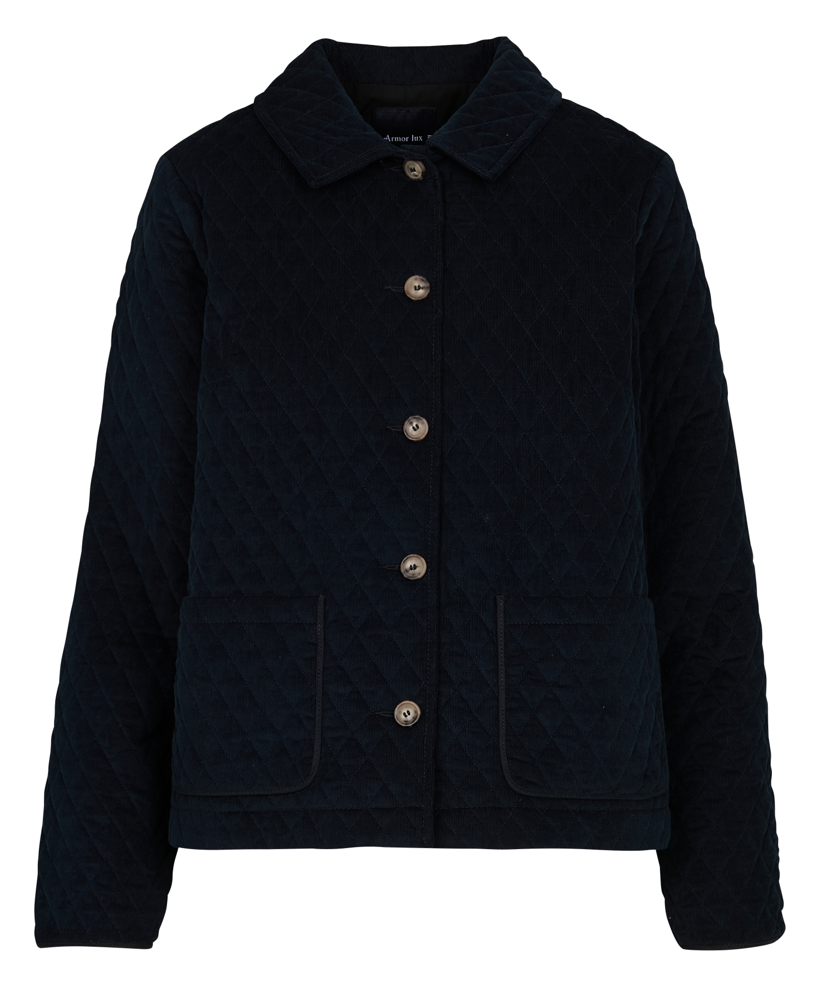 Veste droite col classique en coton mélangé | Bleu