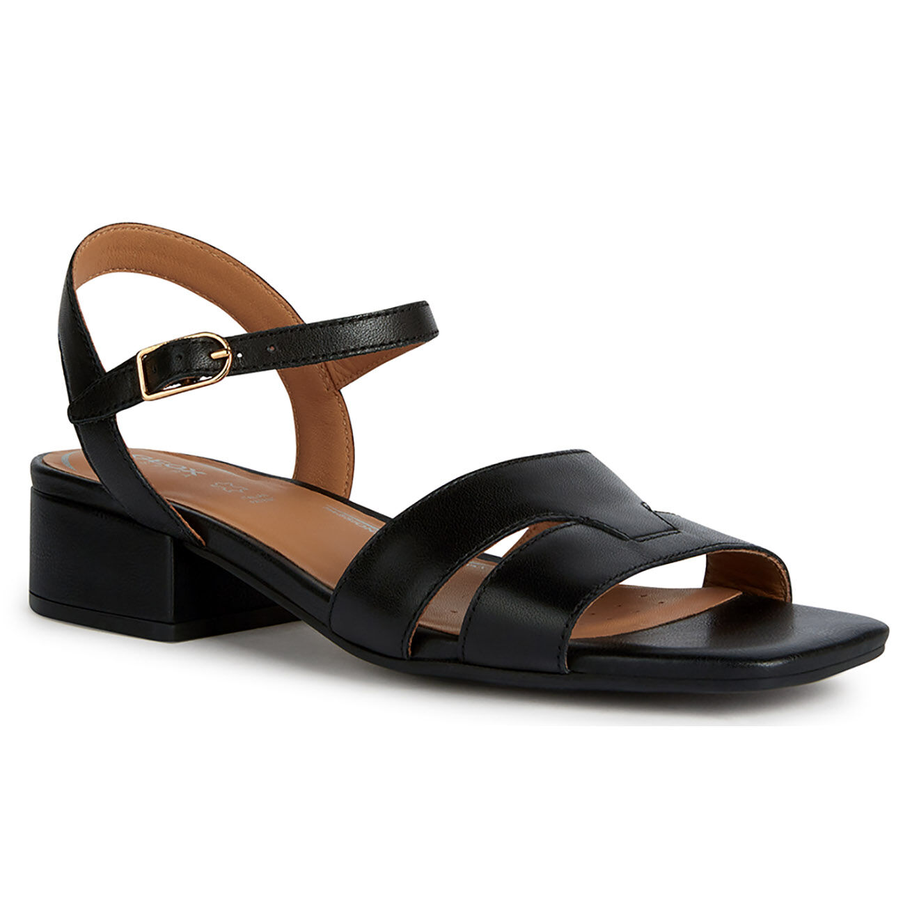 Geox Sandales en Cuir Genziana noires - Talon 6.5 cm