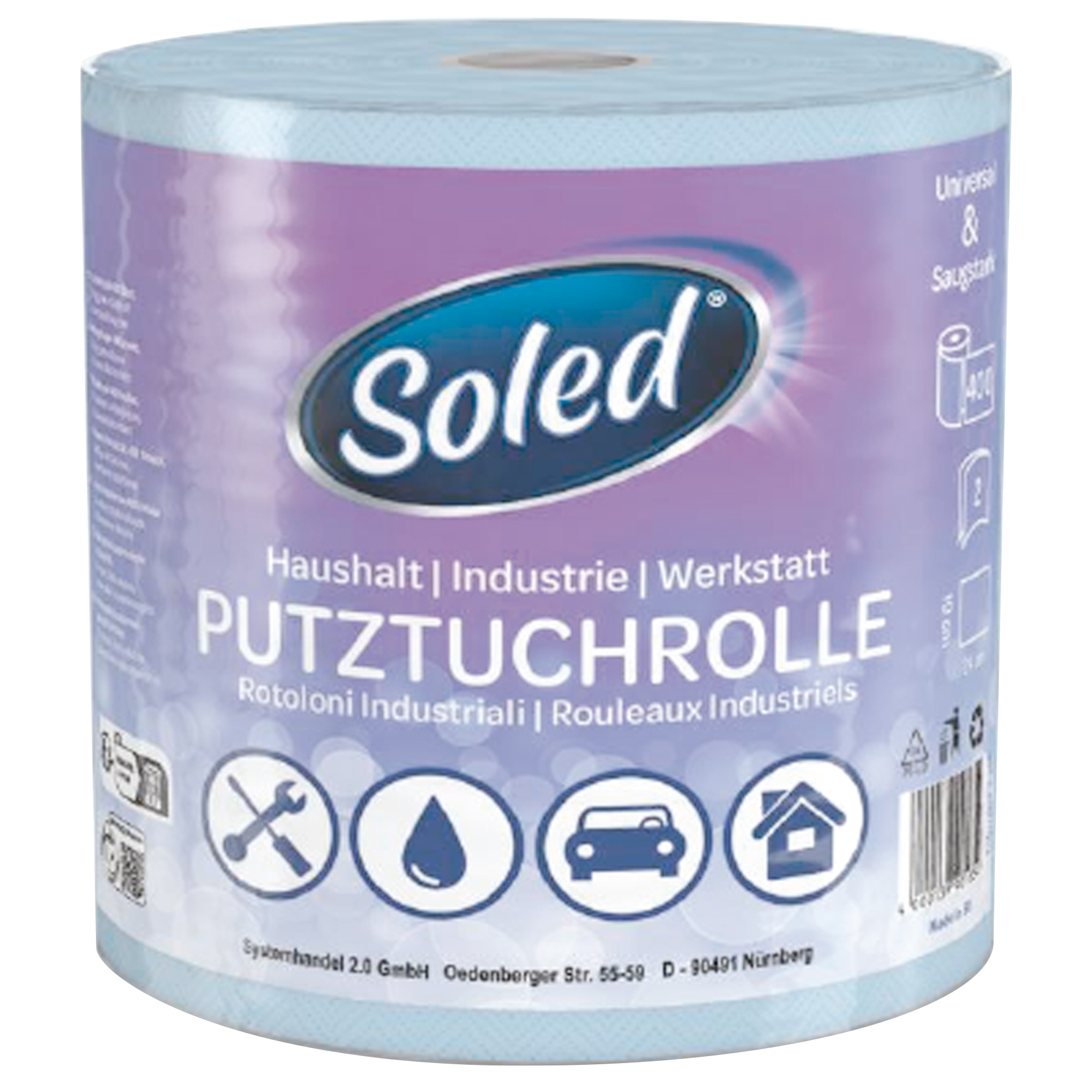 SOLED Putztuchrolle - hellblau - 2-lagig