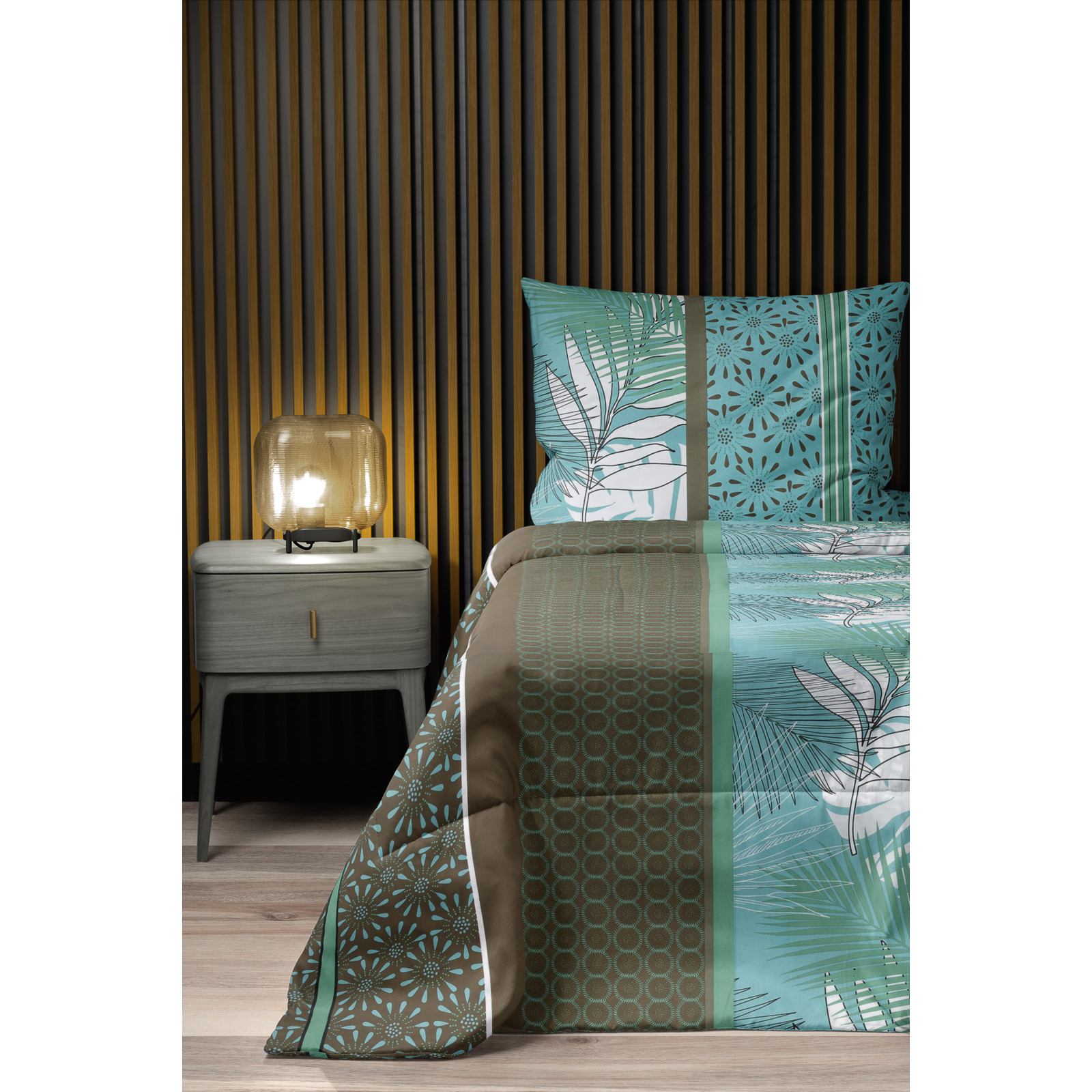 Bettwäsche Microfaser floral türkisblau 50x70 Kissenbezug