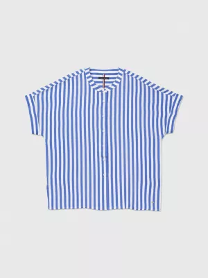 Blusa de manga curta com listras adaptáveis