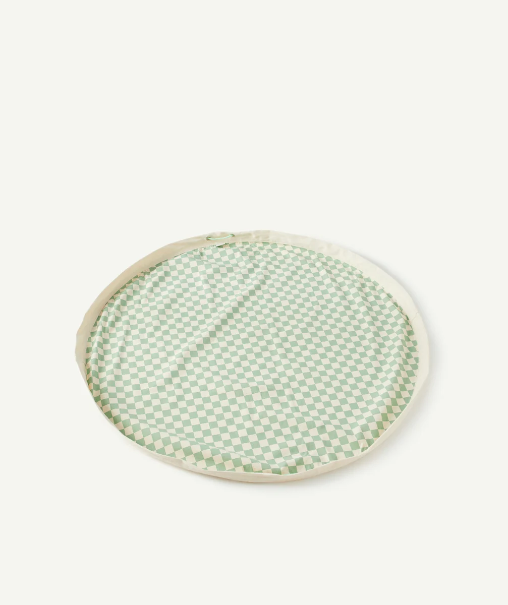 PLAY&GOTAPIS DE JEU 2 EN 1 IMPRIMÉ VICHY VERT ET BLANC