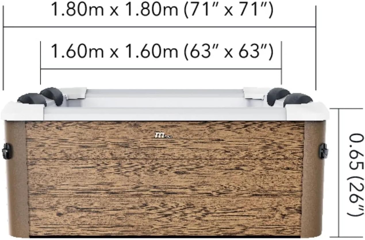 MSpa Whirlpool Oslo Amber Aero Plus 180x180x65 cm – Aufblasbarer Whirlpool für 6 Personen mit 140 Luftdüsen & 8 Hydromassagedüsen, LED-Beleuchtung, PTC-Heizung bis 40 °C, Rhino Tech™ 6-Schicht