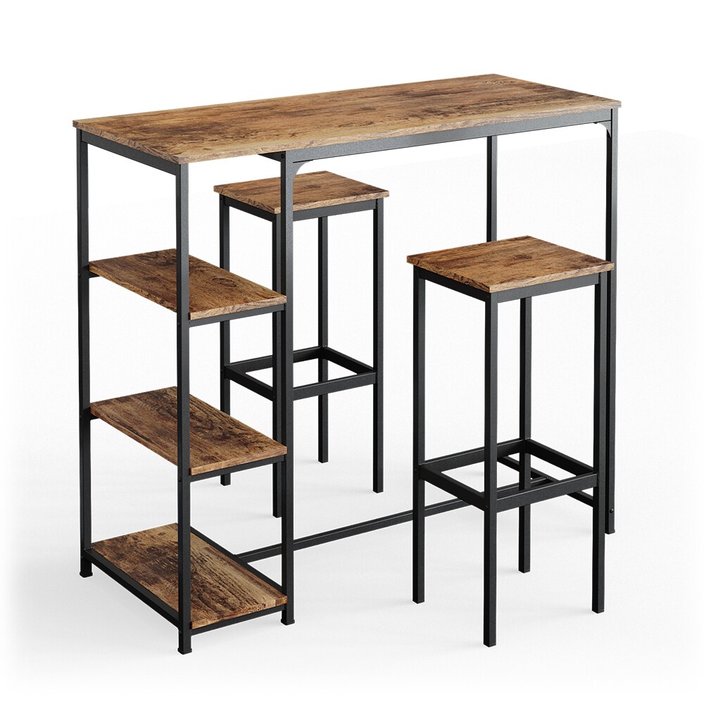 Vicco Bartisch Set 2 Barhocker Fyrk Stehtisch Bartresen 3 Ablagen Küchenhocker