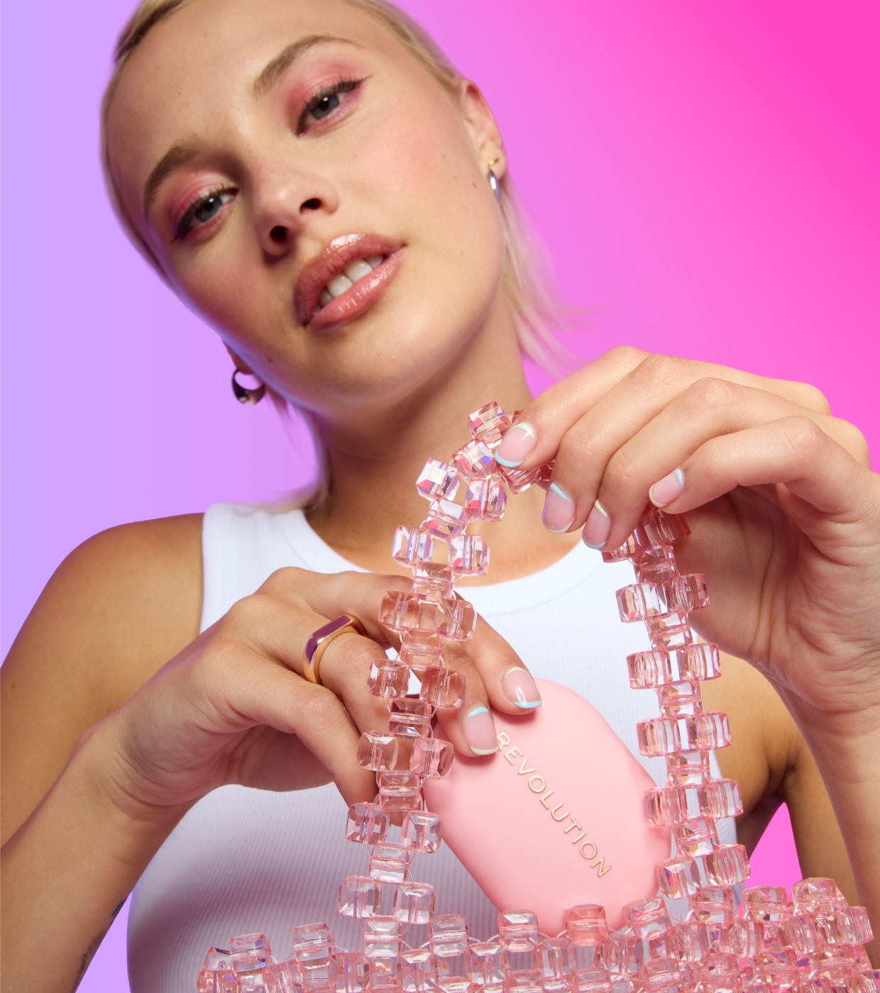 Makeup Revolution - Pó compacto + adesivo para celular Powder Pops - Rose