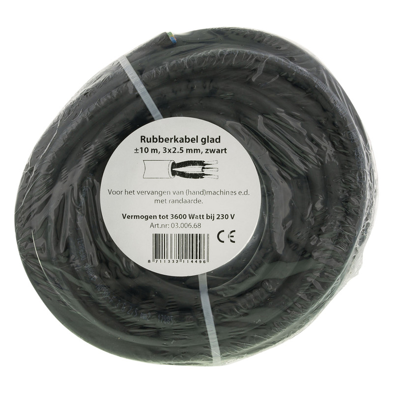 Rubber kabel 10m 3x2,5mm² zwart