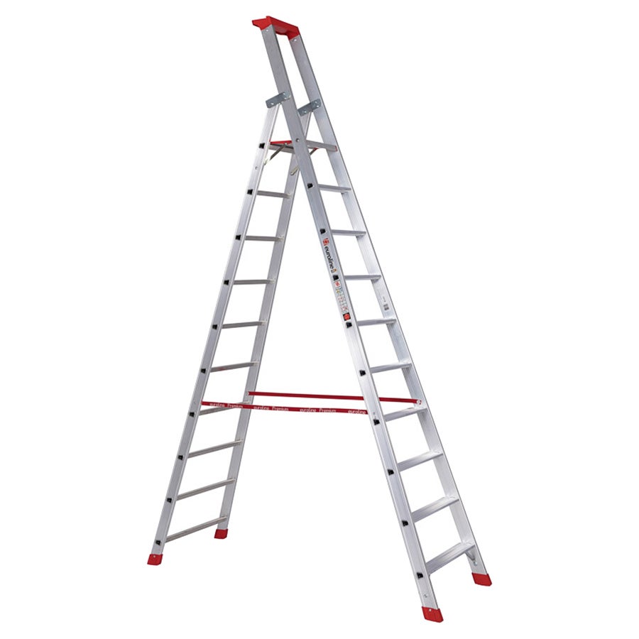 Euroline Premium 32577 Trapladder met veiligheidsbrug, 10 treden
