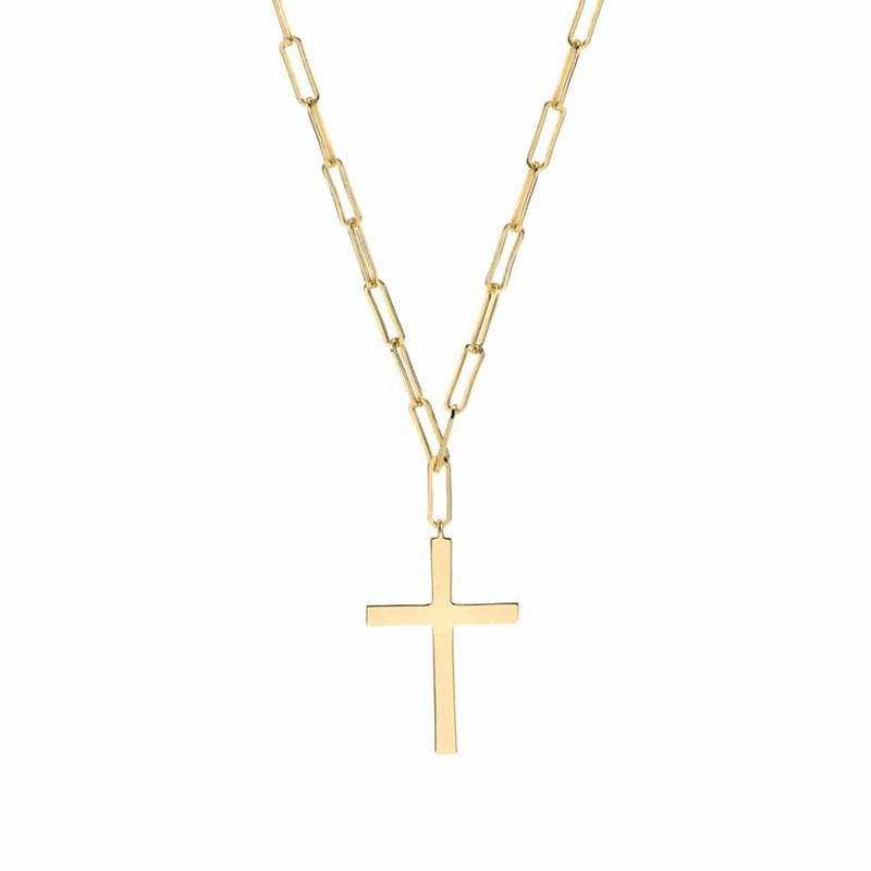 Collier Chaine Argent Doré Croix Marie