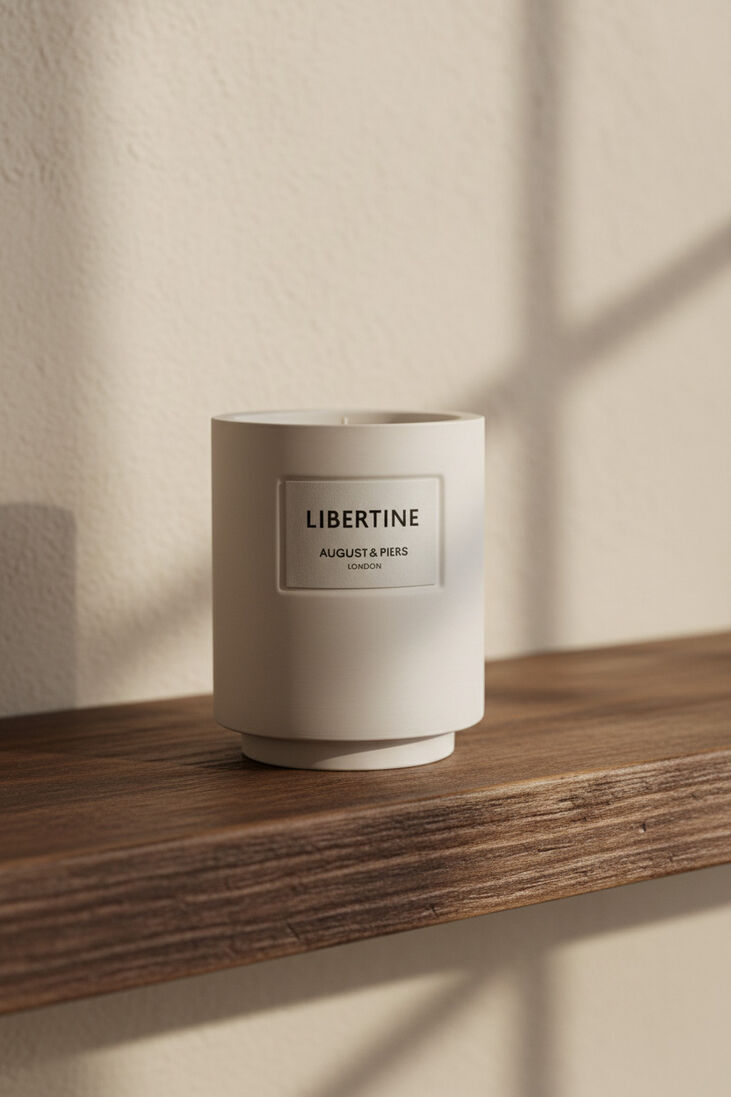 gebroken wit august & piers geurkaarsen libertine 340gr - scented candle