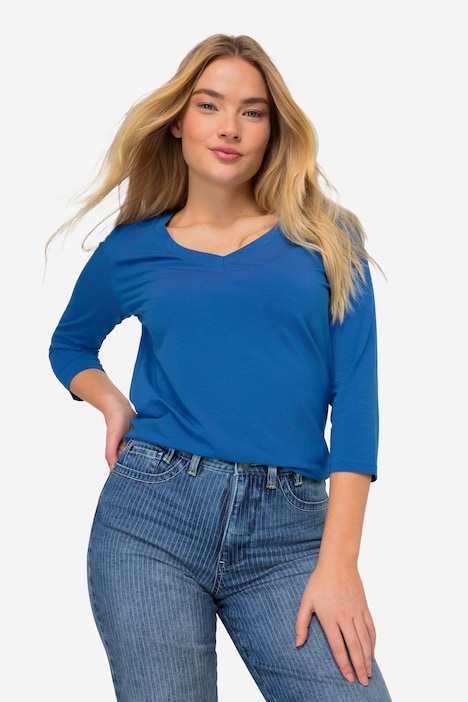 Basic-Shirt, V-Ausschnitt, 3/4-Arm, OEKO-TEX Made in Green