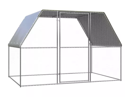 Poulailler argenté et gris 3x2x2 m acier galvanisé