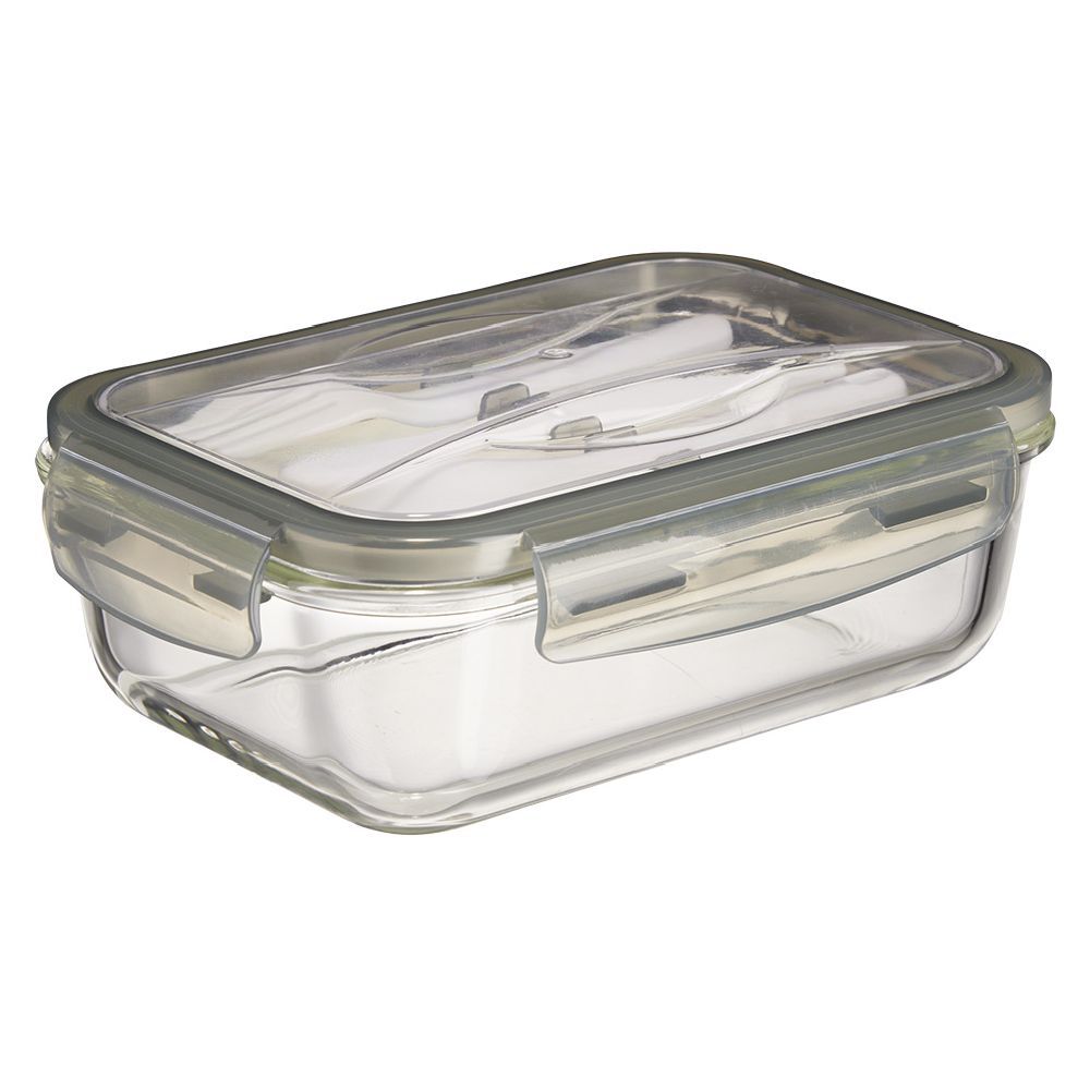 Boîte Lunchbox en verre avec couverts en plastique 1,2L