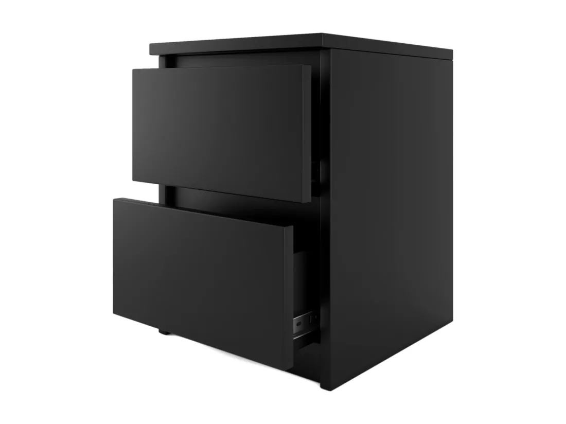 ASTER T2 - Table de chevet moderne chambre - 40x30x30 cm - Table d'appoint 2 tiroirs - Table de nuit