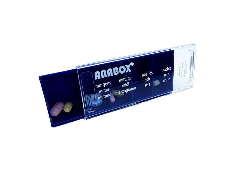 Anabox Tagespillenspender Medidispenser blau 5 Fächer DE/FR Medikamentenbox
