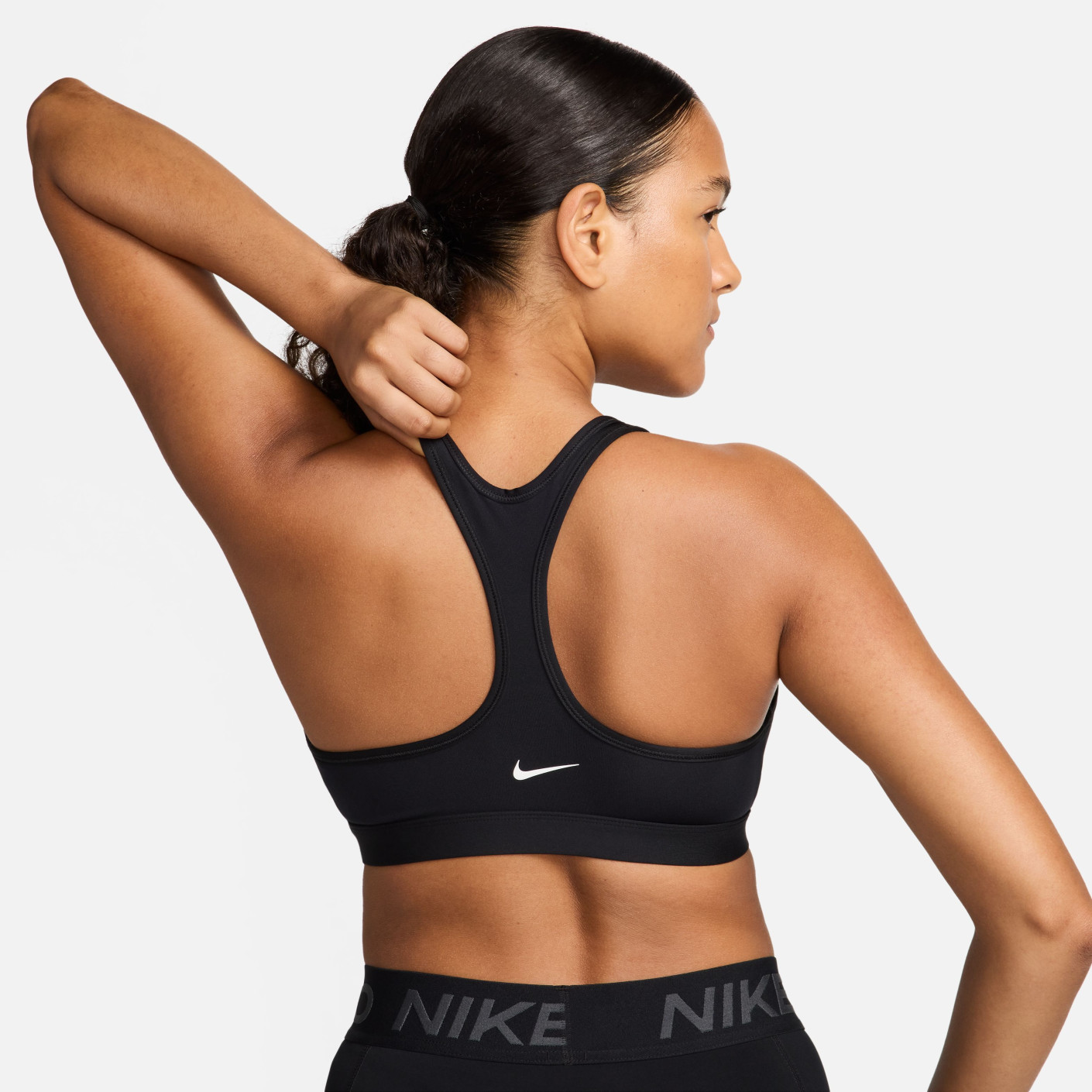 Nike Pro Swoosh Light-Support Sport Beha Dames Zwart Grijs
