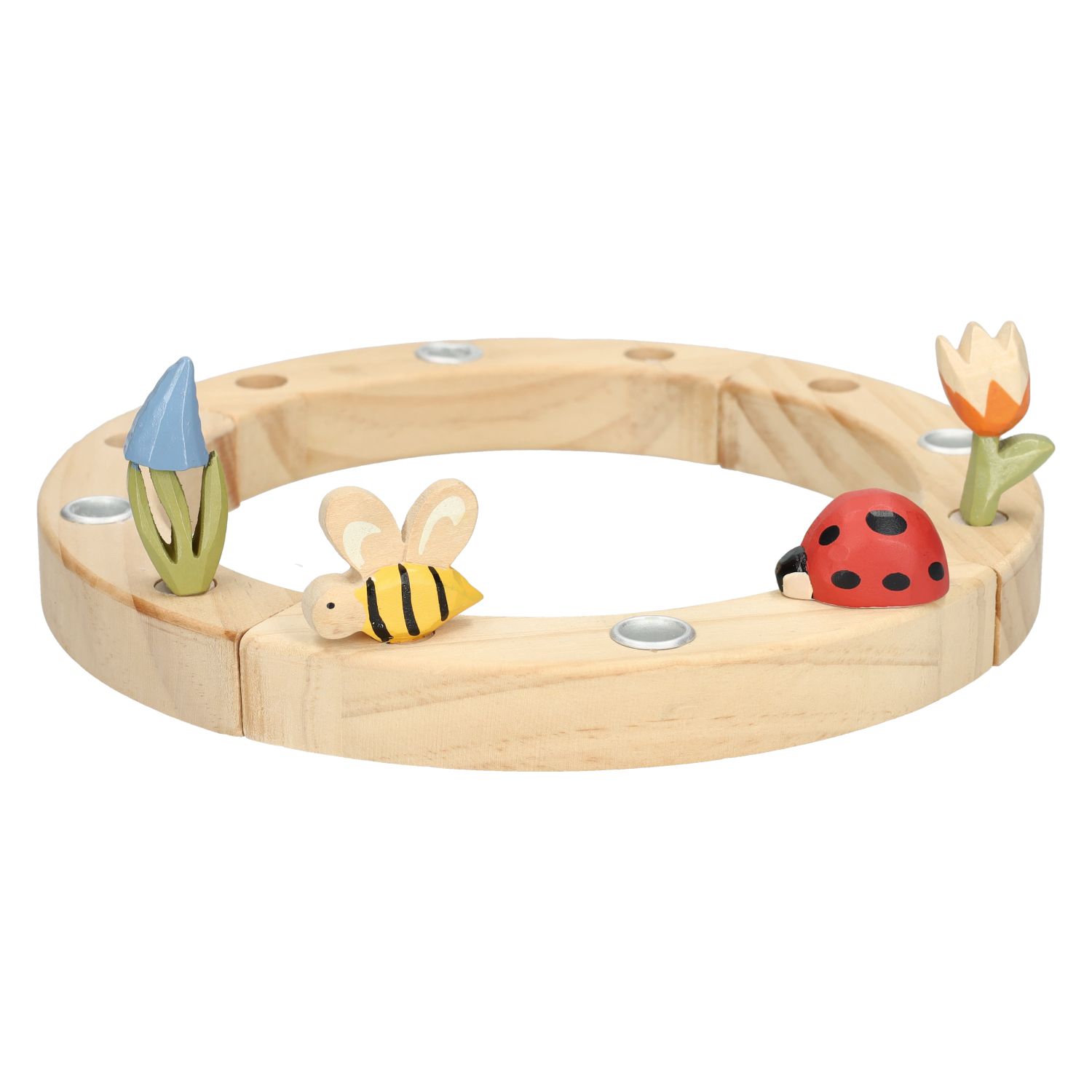 Stekers voor jaarring, hout, beestjes en bloemen, 4 stuks