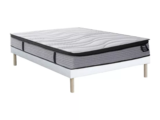 Ensemble 140 x 190 cm sommier tapissier + matelas ressorts ensachés et surmatelas intégré ép.25cm - ANYLA de YSMÉE