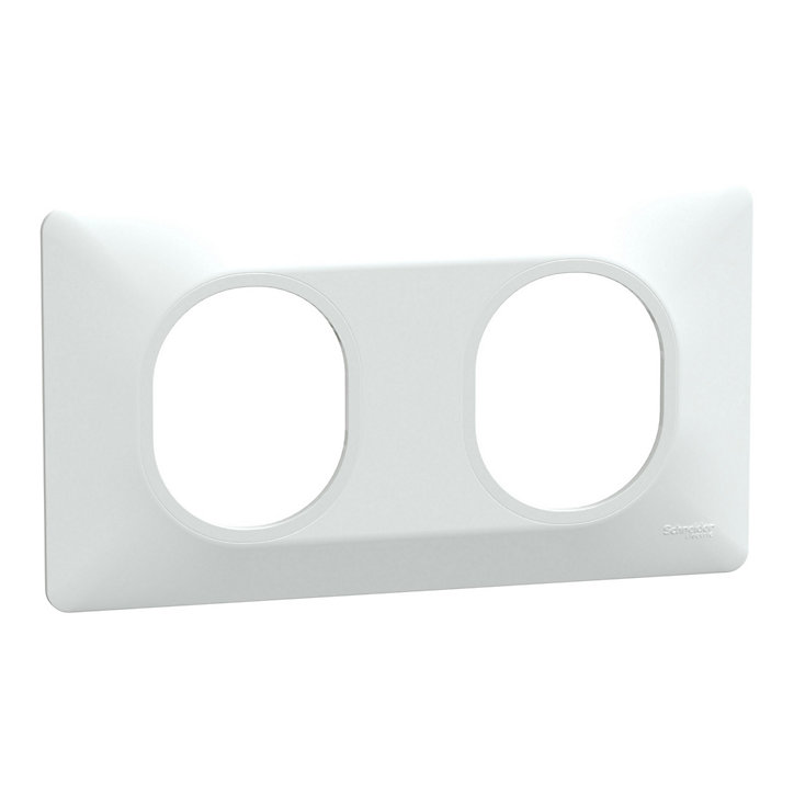 Plaque de finition double horizontale Schneider Electric Ovalis blanc