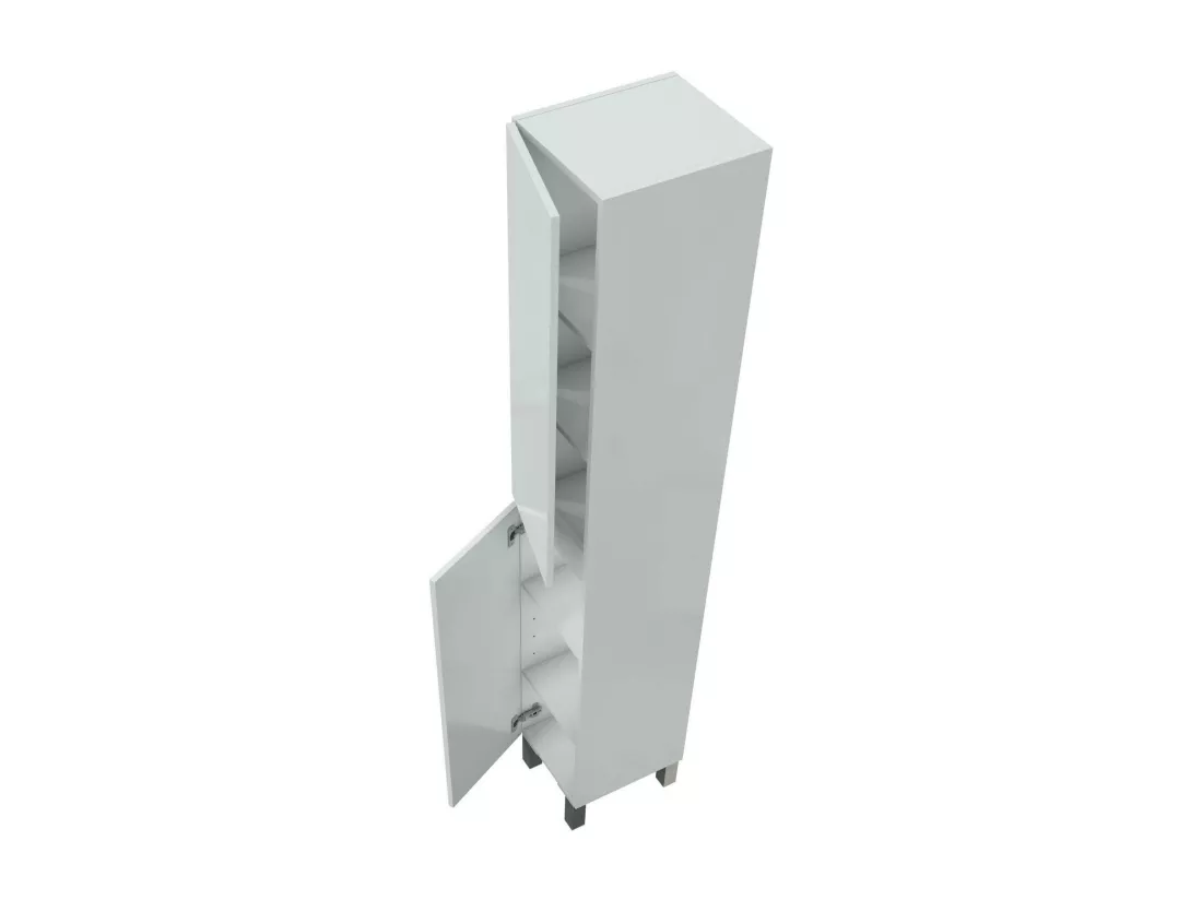 Armoire à colonnes Dzavatt, Élément mural de salle de bain, Armoire haute multifonctionnelle, Meuble polyvalente, 30x35 h182 cm, Blanc brillant
