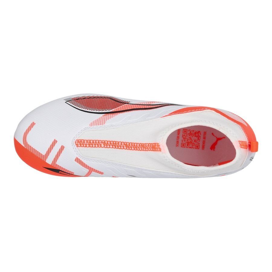 PUMA Ultra 5 Match   Laceless FG/AG Unlimited - Blanc/Noir/Glowing Red Enfant