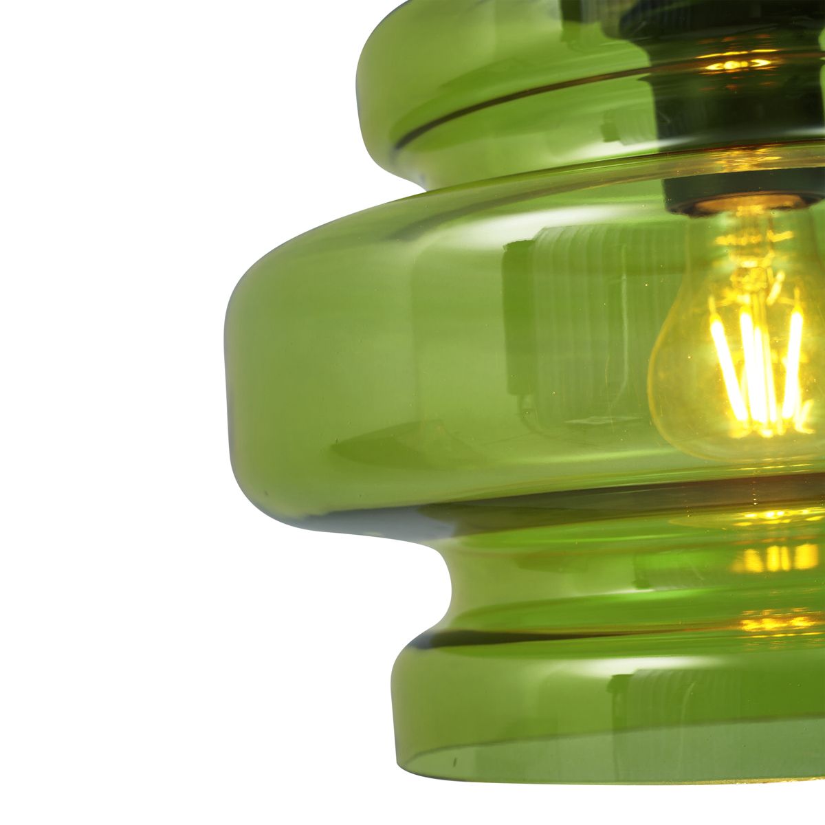 Retro hanglamp zwart met groen glas - Denise