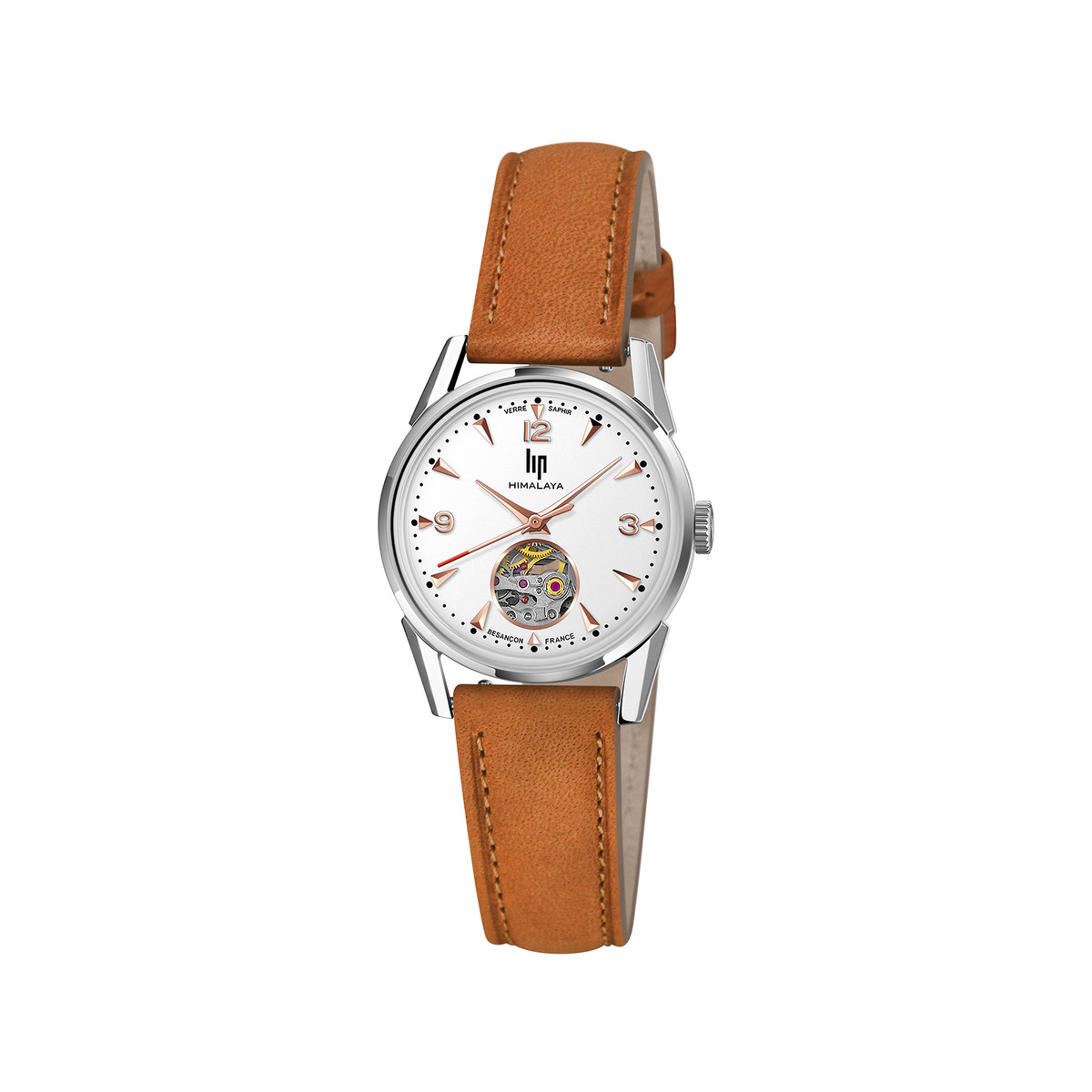 Montre Lip femme acier cuir marron foncé
