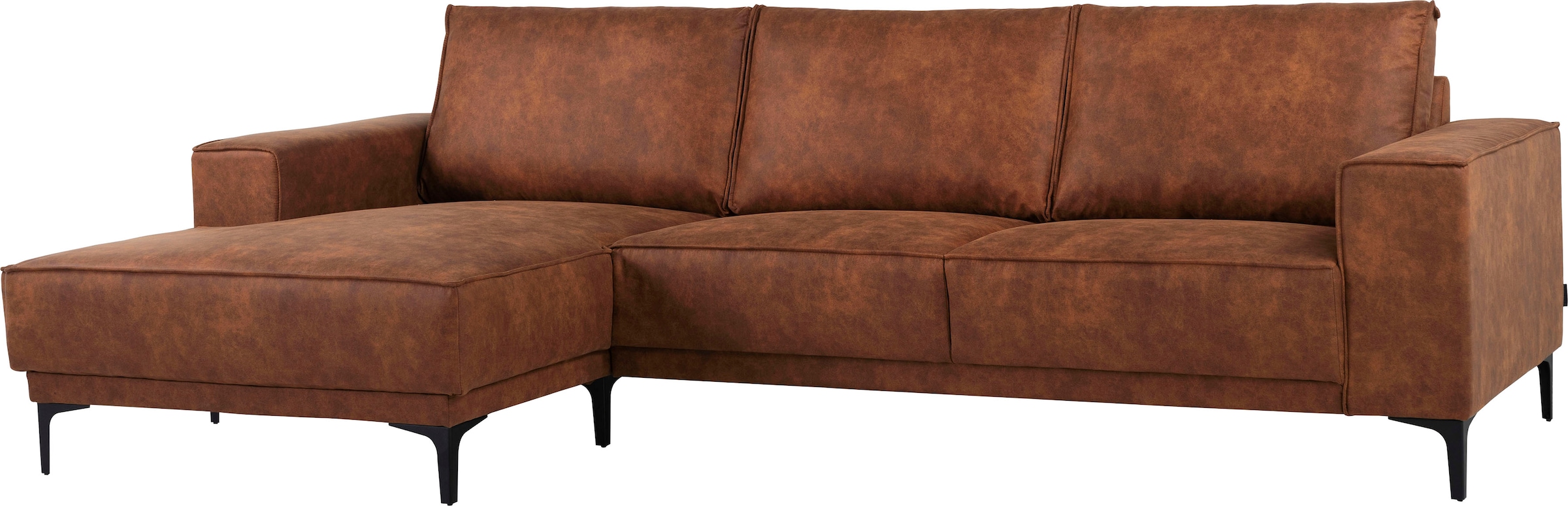 GOODproduct Ecksofa »Polsterecke Oland, Struktur, Flachgewebe, Luxus-Microfaser, Boucle« L-Form, 280 cm, Wellenunterfederung, Skandi-Design, Metallfüsse