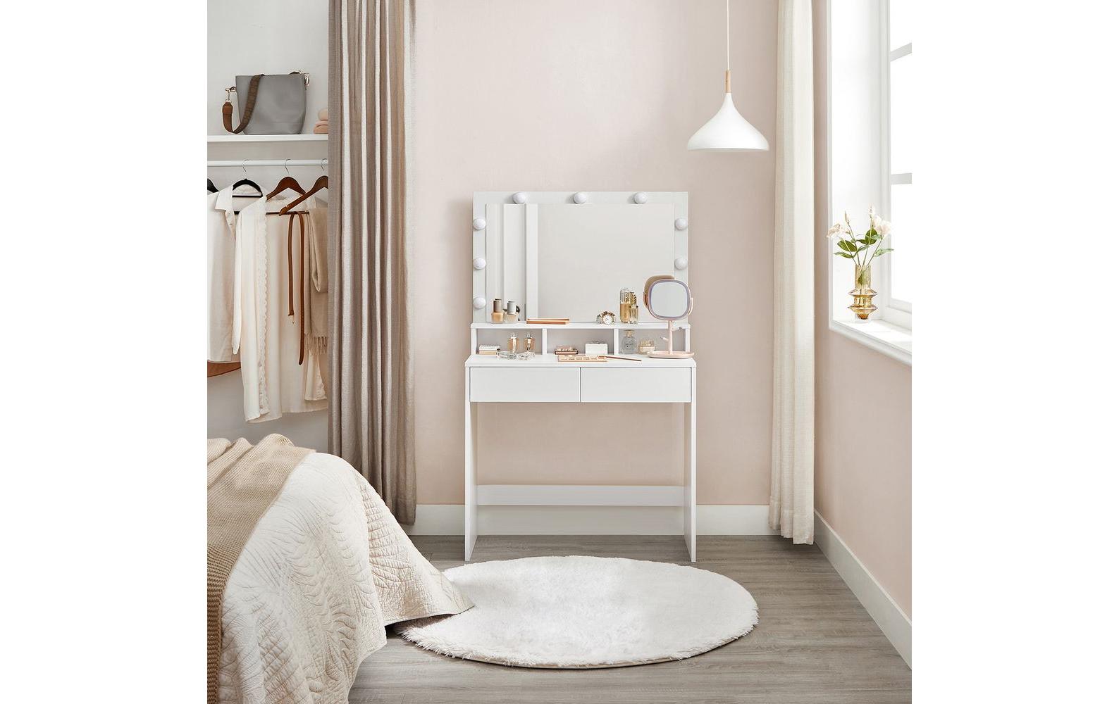 Schminktisch mit Spiegel 80 x 140 cm, Weiss<br>Kosmetiktisch