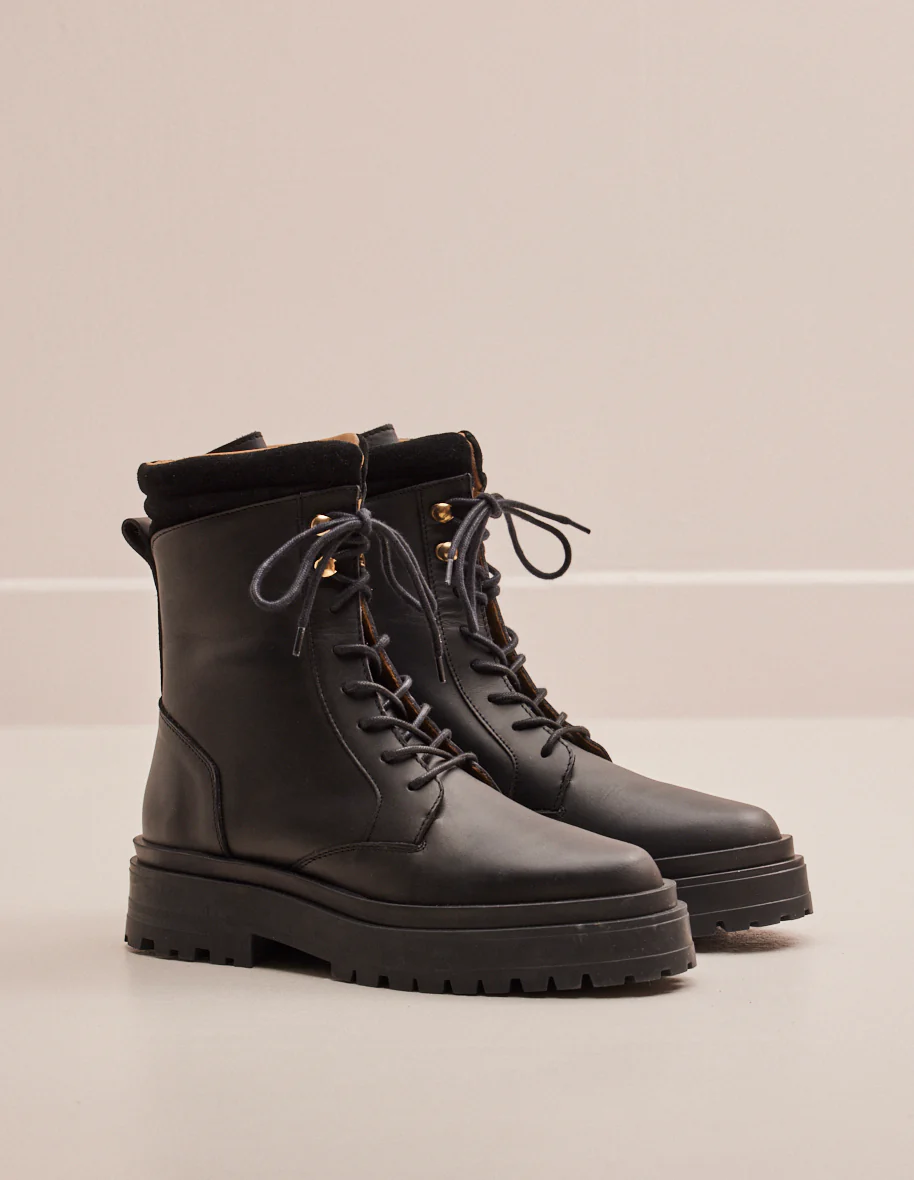 Bottines à lacets Tamara - Cuir noir