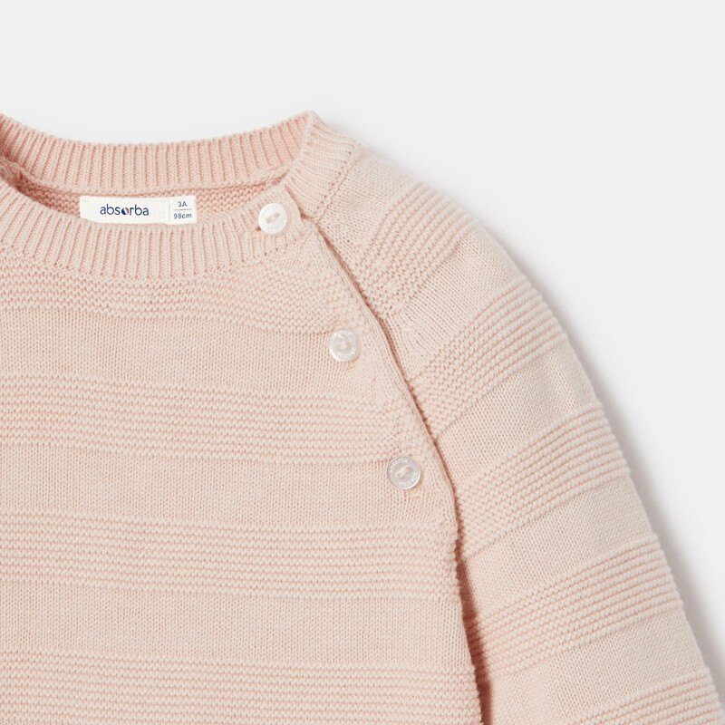 Robe-pull en tricot côtelé rose bébé fille Absorba Rose