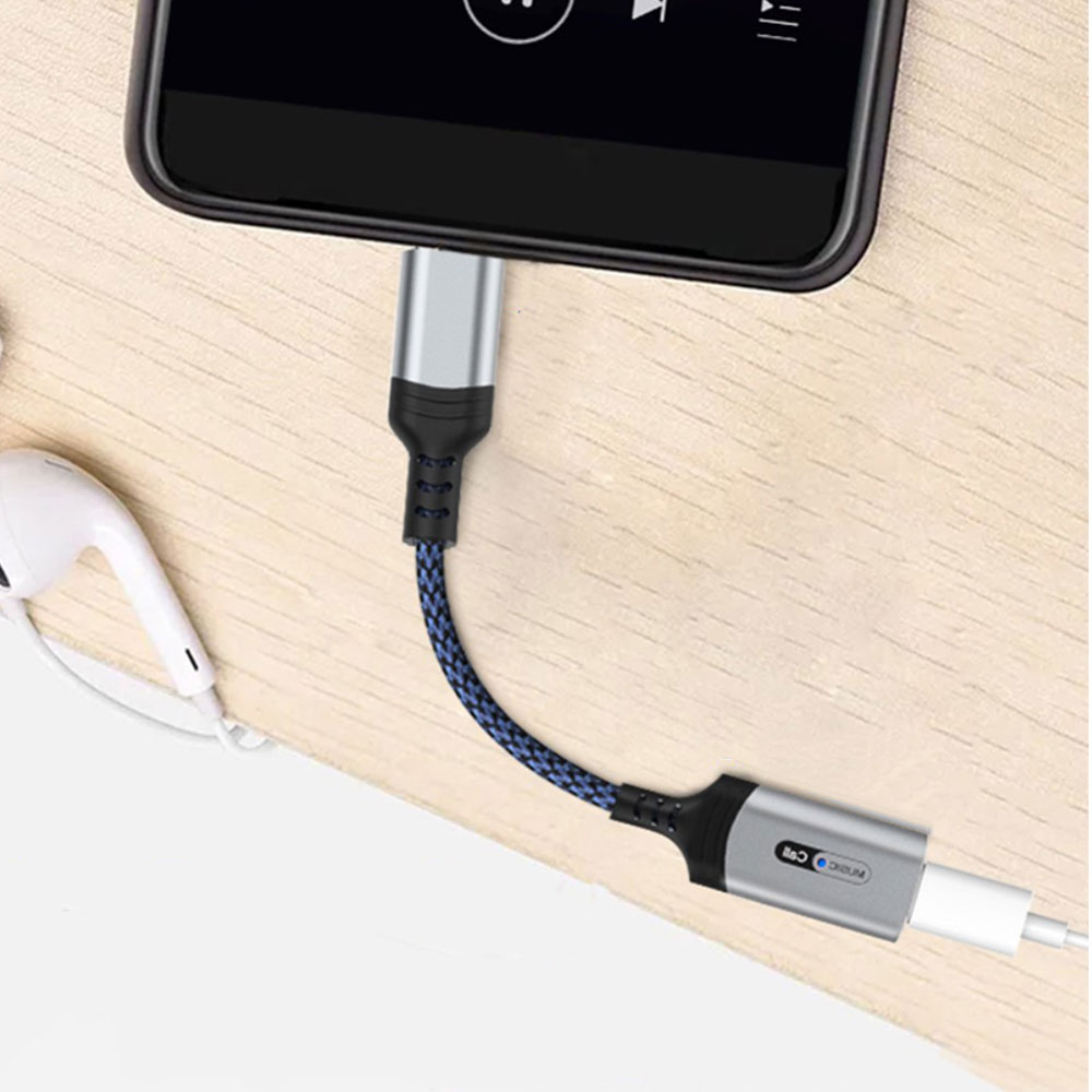 USB C auf Lightning Audio Konverter Adapter - Grau