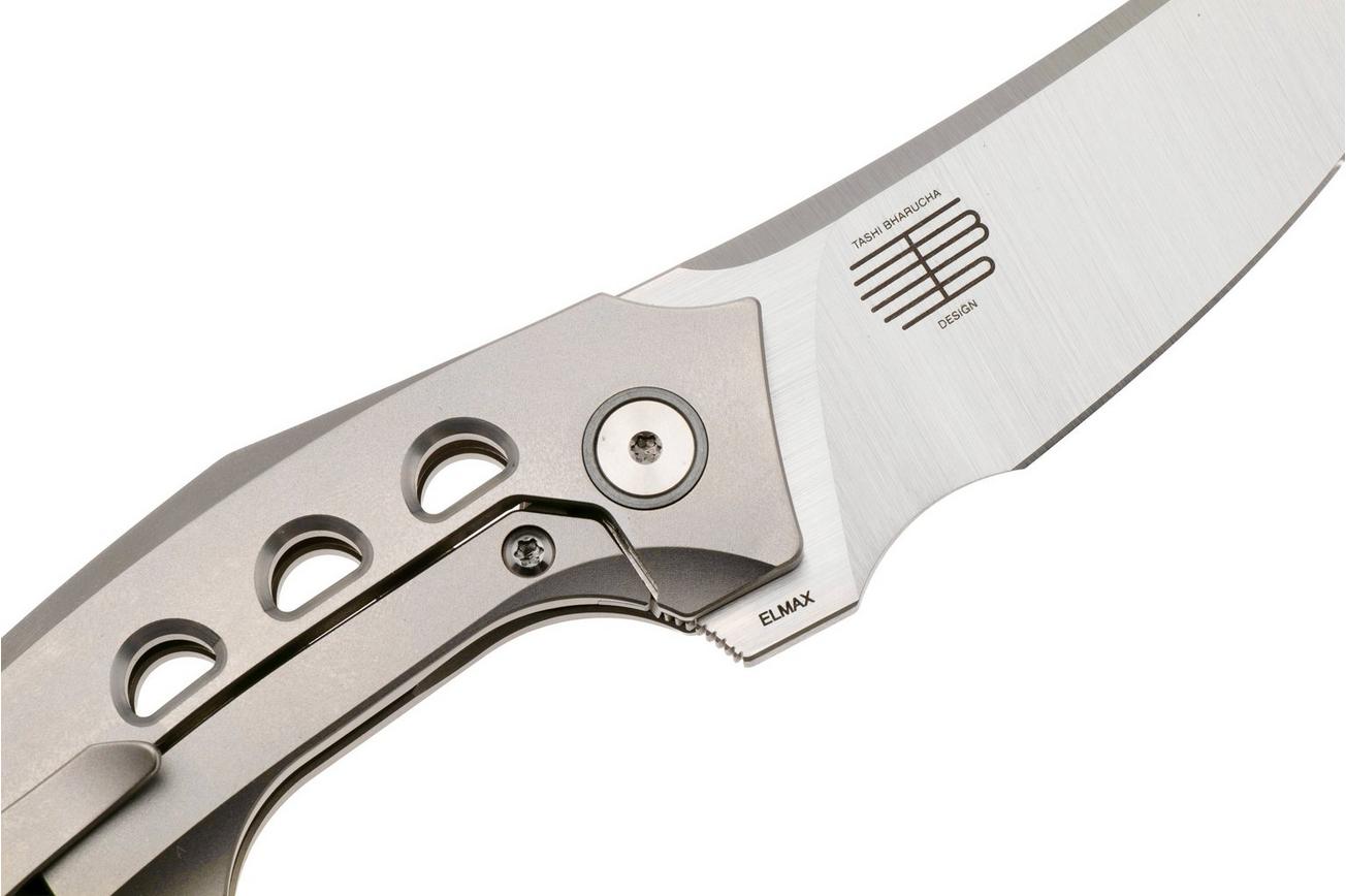 Reate Velocity Satin Elmax, Bead Blasted Titanium, zakmes, Tashi Bharucha design