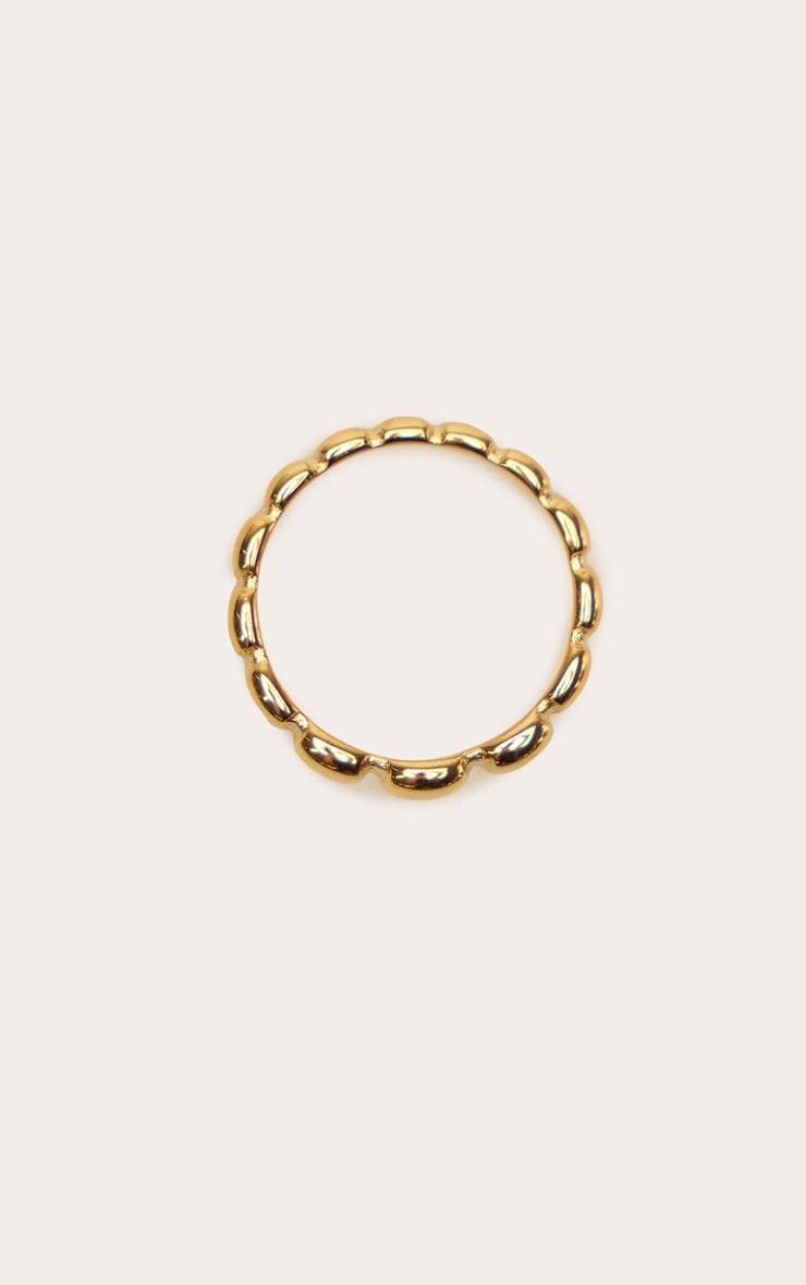 Doré Bague Bulles Carrées Lisses En Acier Inoxydable