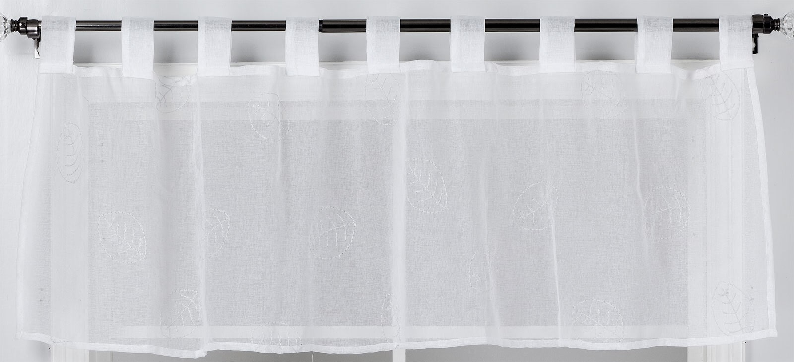 Kurzgardine Blätter 140 x 45 cm weiß