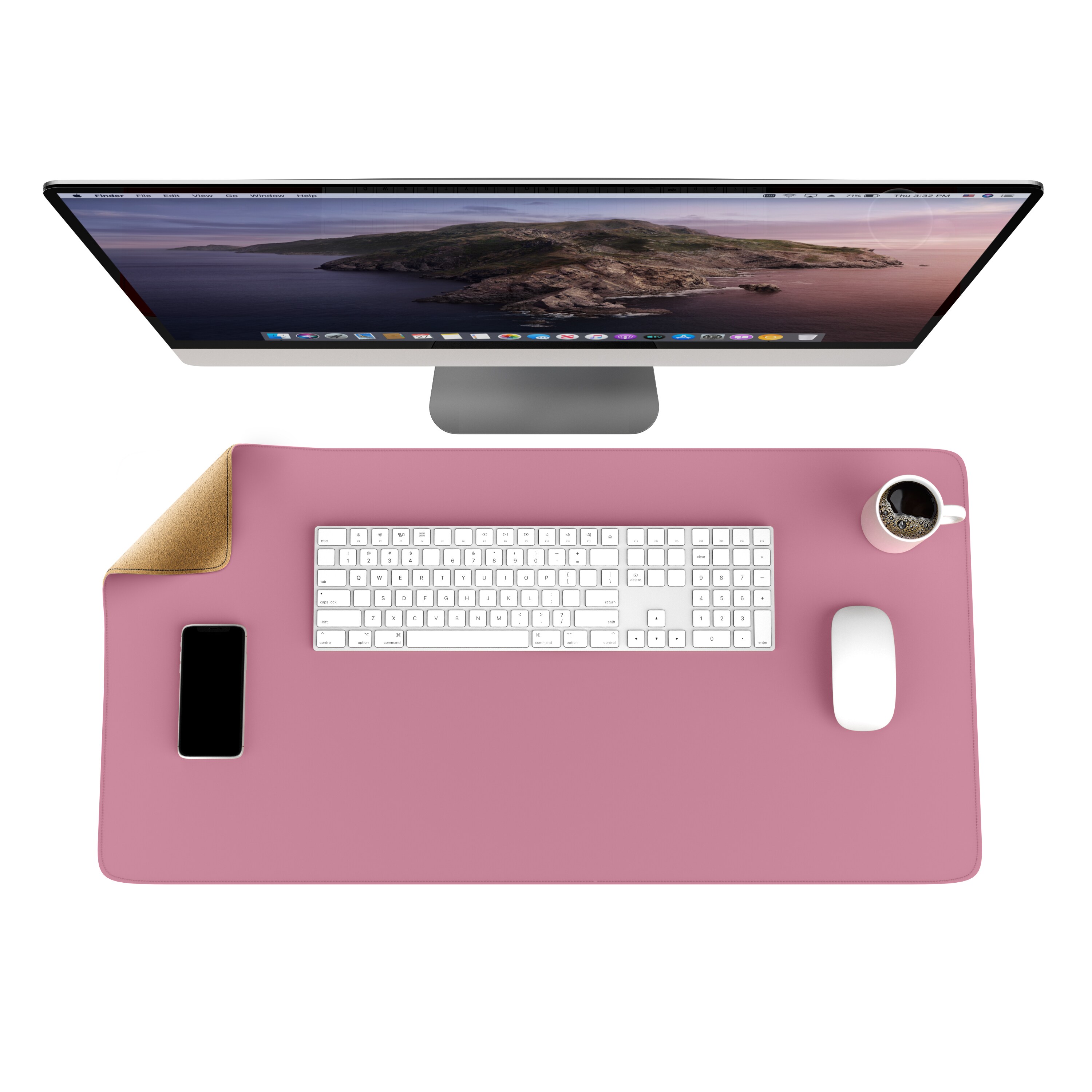 CSL Mauspad, XXL 800 x 400 x 3 mm Schreibtischunterlage, XXL Mousepad / Rutschfest, pink