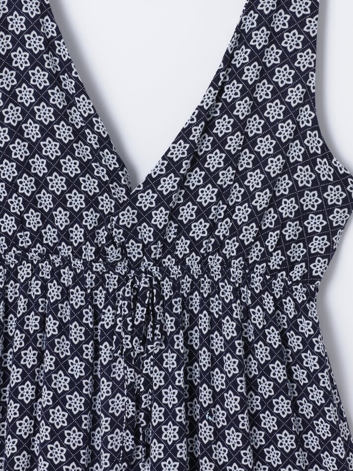 Vestido estampado de alças finas - Azul