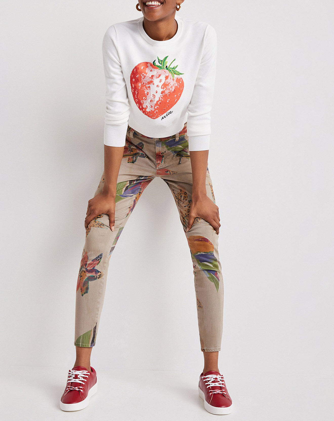 Desigual Pullover Rose blanc