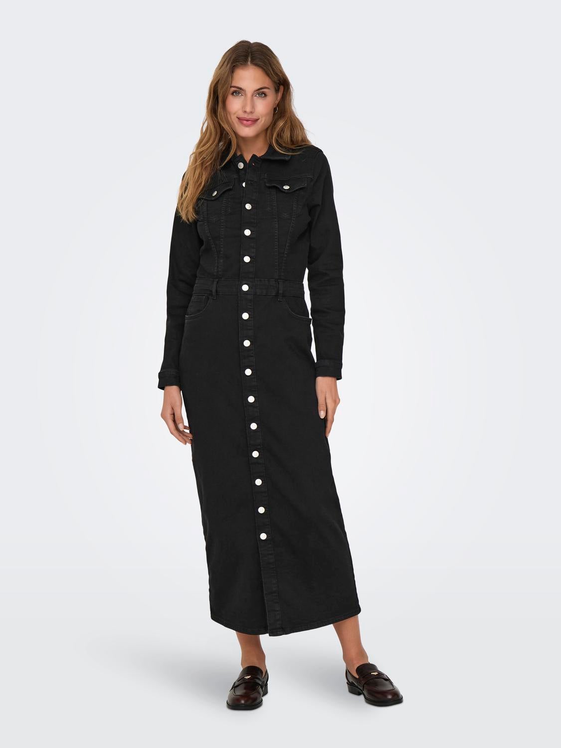 ONLELLEN Langes Kleid Washed Black