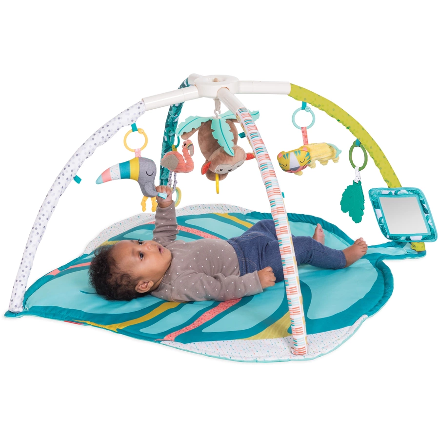Infantino 4-in-1 Deluxe Twist & Fold Activity Gym & Krabbeldecke mit Spielbogen, Tropisch