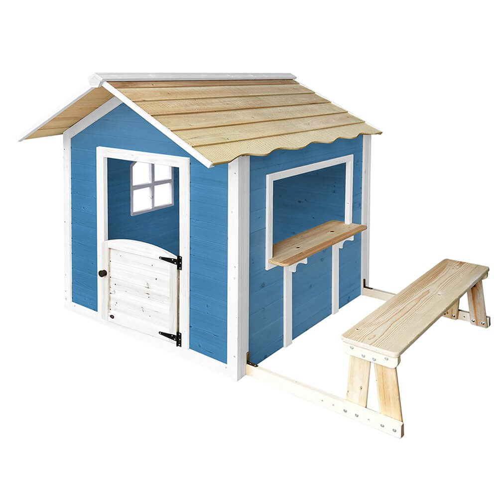 Home Deluxe - Speelhuis - HET GROTE PALEIS blauw - 166 x 138 x 132 cm - met bank - FSC-gecertificeerd kinderspeelhuis, incl. montagemateriaal | Tuinhuis, houten huis, kinderspeelhuis