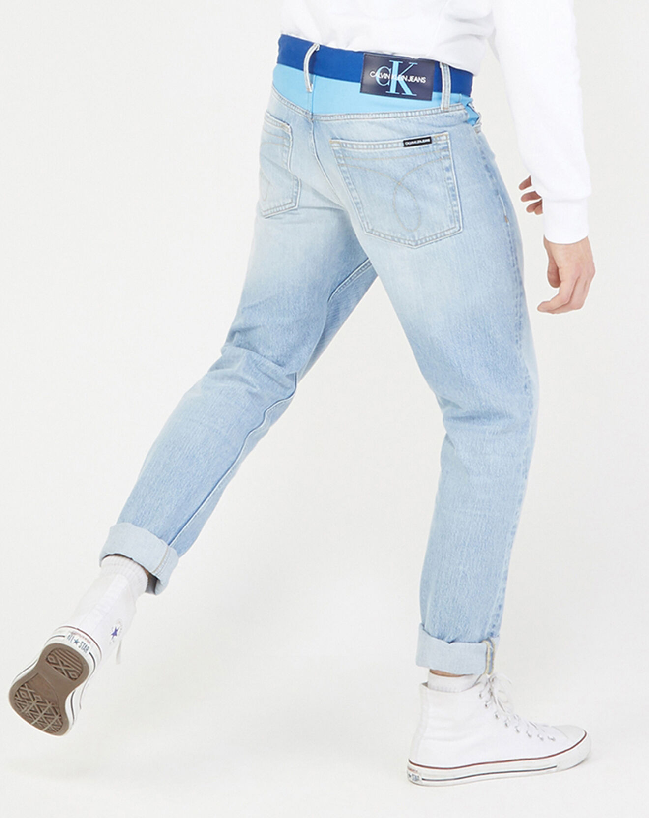 Calvin Klein Jean Slim Color Block bleu délavé