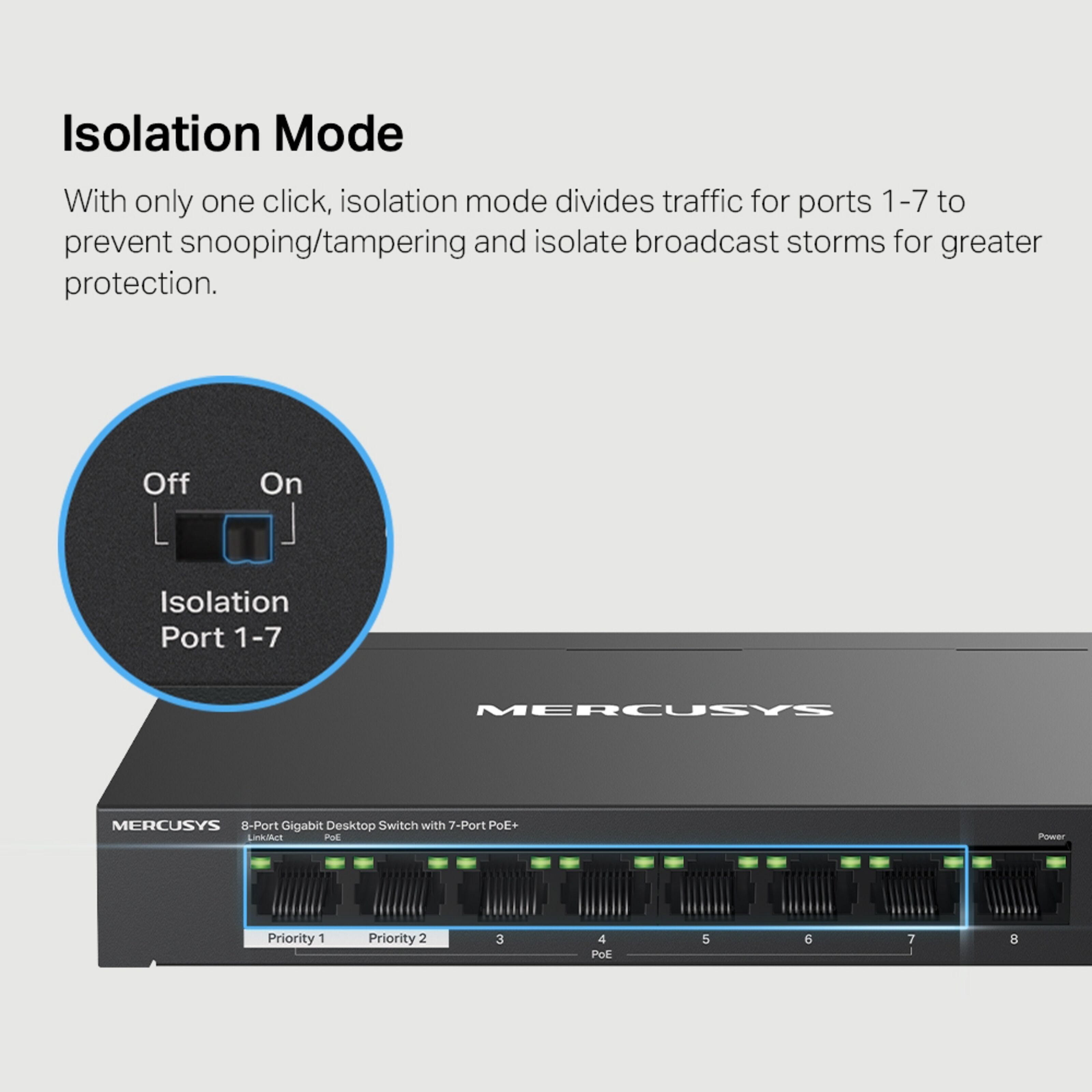 Mercusys MS108GP 8-porters gigabitswitch med POE+