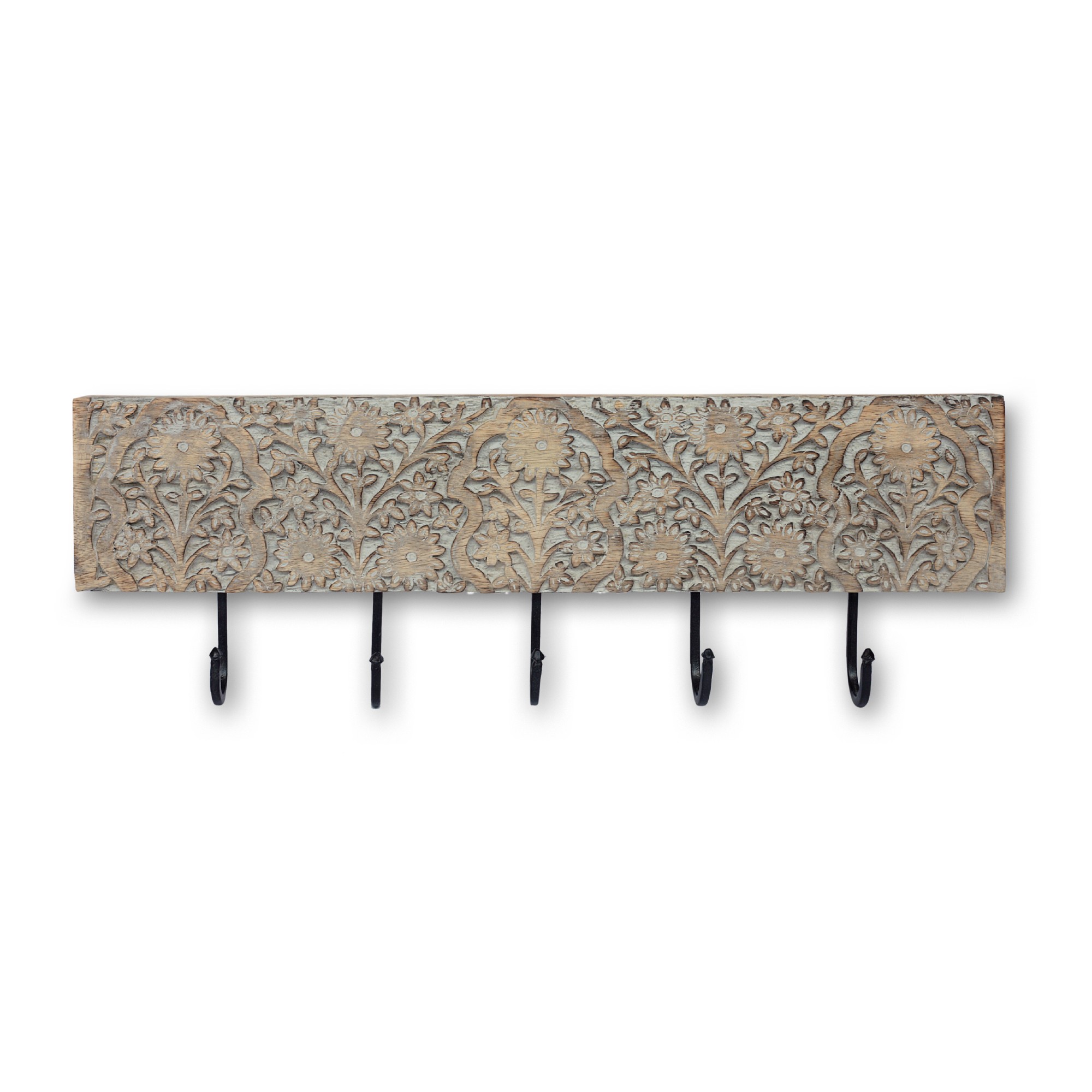 5er Wandhaken 'Amit', grau-natur, H 11 cm, B 53 cm von fischer's lagerhaus